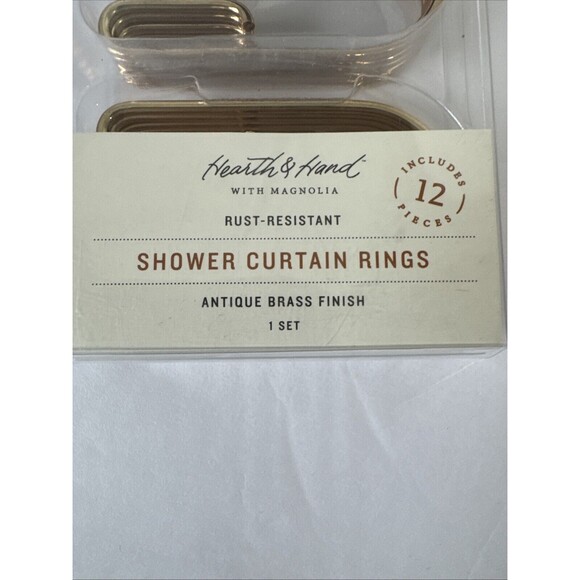 Hearth and Hand Magnolia Shower Curtain Stainless Steel Rings Set Gold Tone - Picture 2 of 8